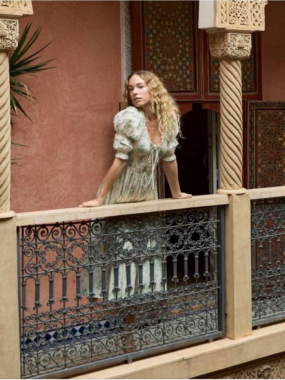 Doen ISCHIA DRESS IN VERT PETIT BOUQUET